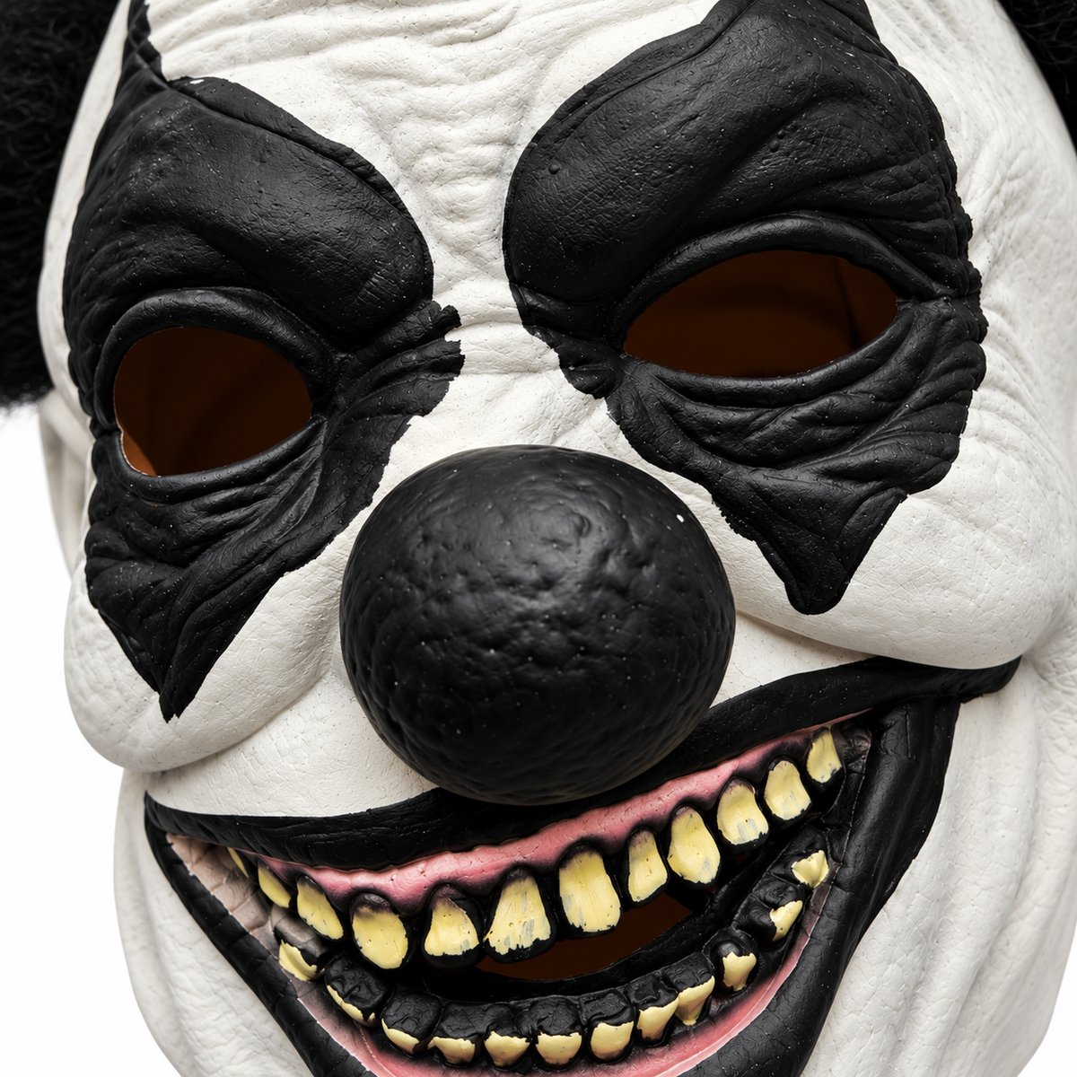 Halloween Scary Evil Clown Mask with Black Hair – Creepy Horror Joker Costume Mask for Adults