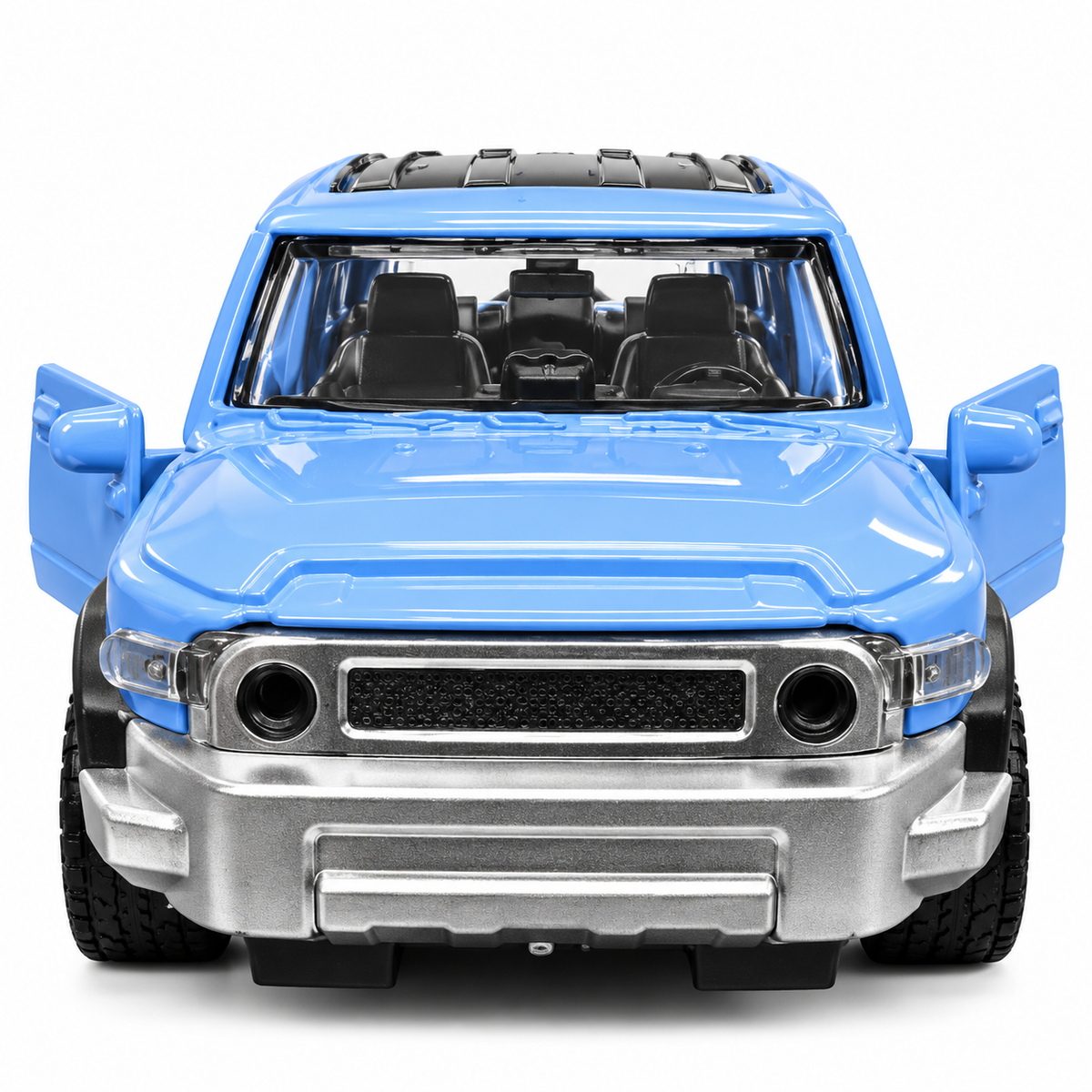 Road Burners Metal Racers 1:39 Scale Die-Cast SUV Toy Car – Blue Off-Road Model with Pull-Back Action, Openable Doors & Metal Body for Kids Ages 3+