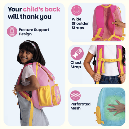 Basil Pixie Dash Kids School Backpack 18–20L | 40cm Unicorn School Bag with Posture Support, Wide Straps & Chest Strap