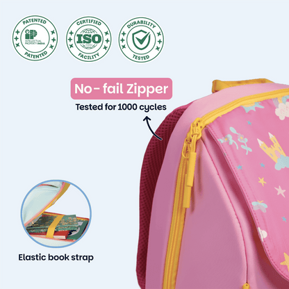 Basil Pixie Dash Kids School Backpack 18–20L | 40cm Unicorn School Bag with Posture Support, Wide Straps & Chest Strap