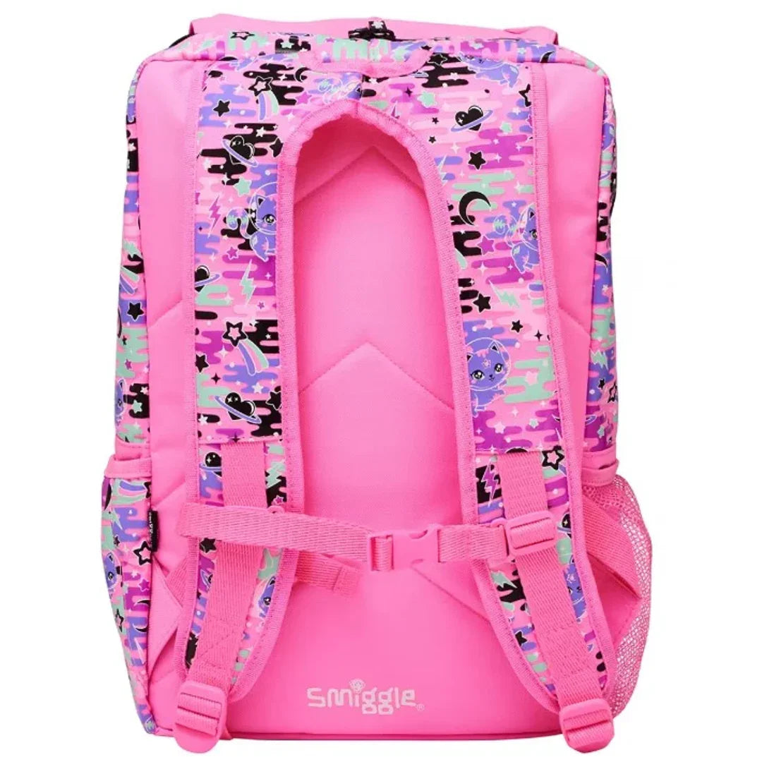 Smiggle Away Foldover Backpack – Pink | 16-Inch  Zipped Pockets & Dual Bottle Holders