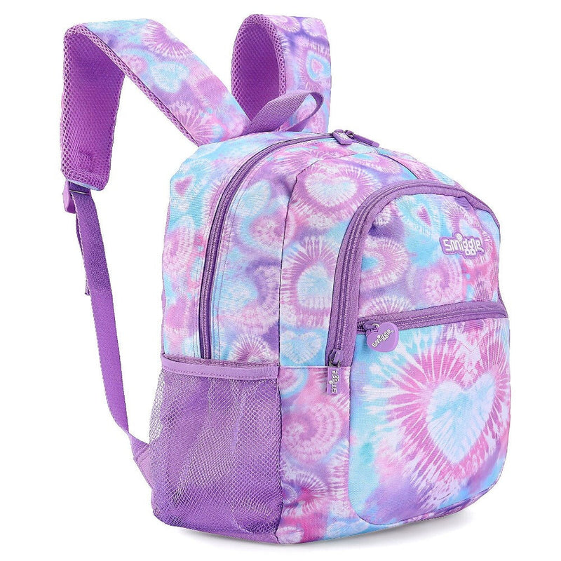 Smiggle Tie Dye Heart Backpack 16 Inch | Kids School Bag with Multiple Compartments & Side Pockets