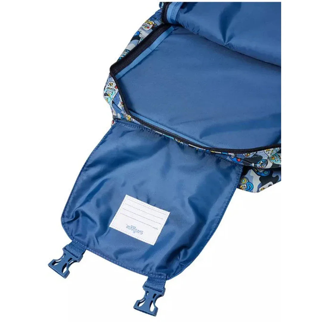 Smiggle Away Foldover Gaming Theme Backpack – 16 Inch Kids School Bag with Zipped Compartments & Strap (Blue)