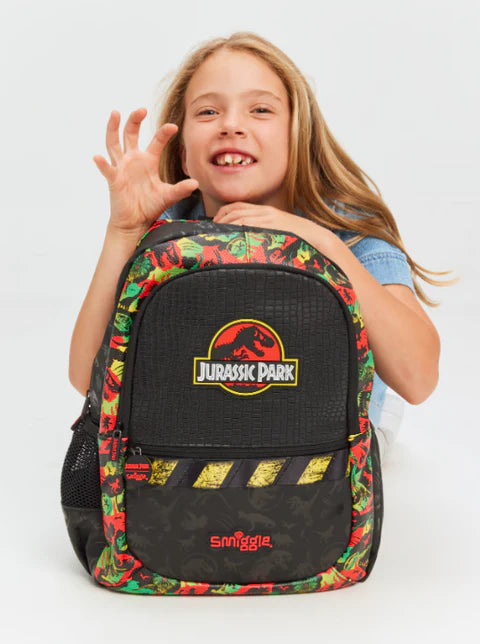 Smiggle Jurassic Park Kids Backpack 42cm | Dinosaur School Bag with Multiple Compartments