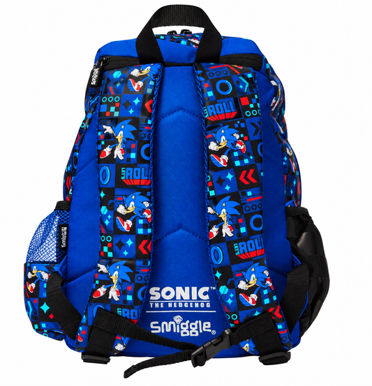 Smiggle x Sonic The Hedgehog Classic Backpack | 14-Inch Kids School Bag with 3D Sonic Front Pocket