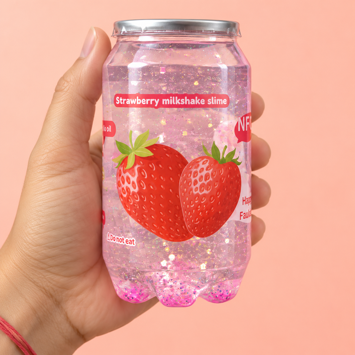 Fruit Milkshake Glitter Slime with Fruit Charm – Strawberry, Peach or Watermelon, 1 Random Piece