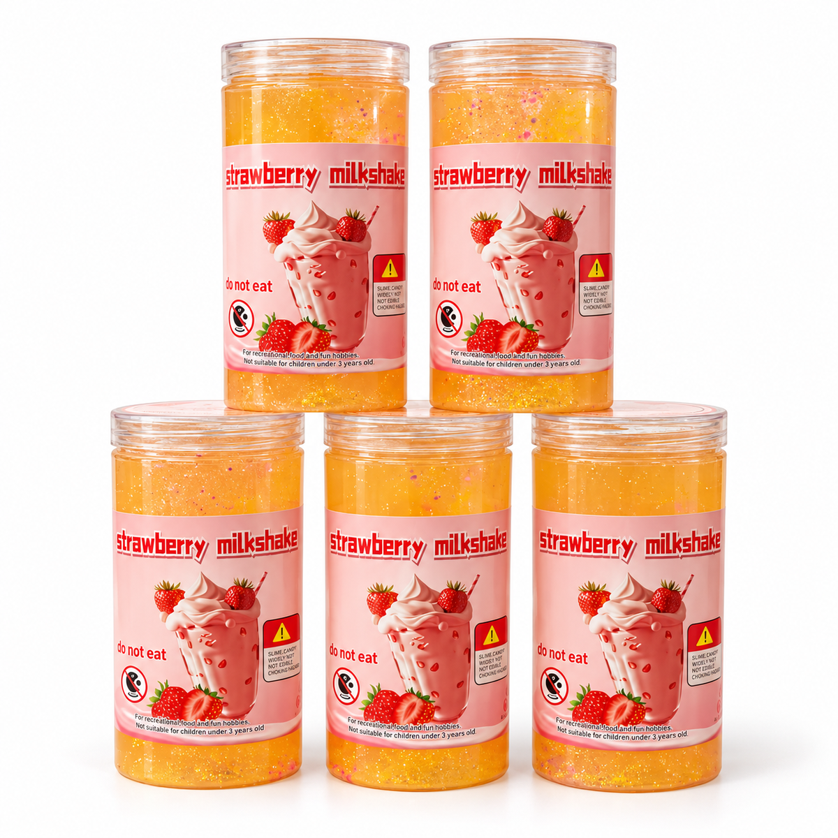 Strawberry Milkshake Glitter Slime in Resealable Jar – Sensory Play Toy, 1 Piece