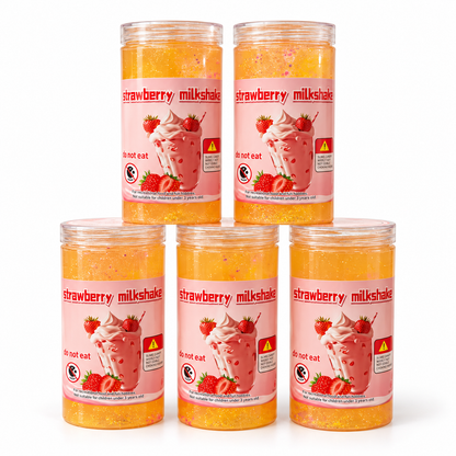 Strawberry Milkshake Glitter Slime in Resealable Jar – Sensory Play Toy, 1 Piece