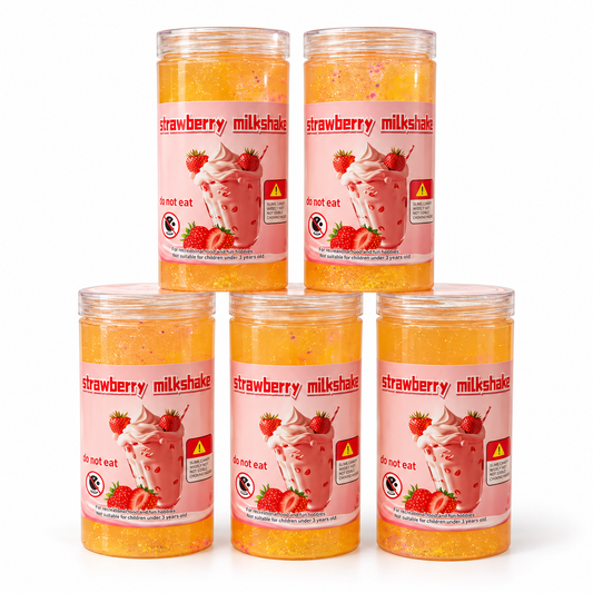 Strawberry Milkshake Glitter Slime in Resealable Jar – Sensory Play Toy, 1 Piece