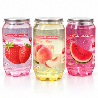 Fruit Milkshake Glitter Slime with Fruit Charm – Strawberry, Peach or Watermelon, 1 Random Piece