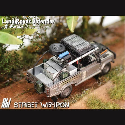 Street Weapon 1:64 Land Rover Defender Pick Up – Tomb Raider Silver  Movie Version Diecast Model with Accessories