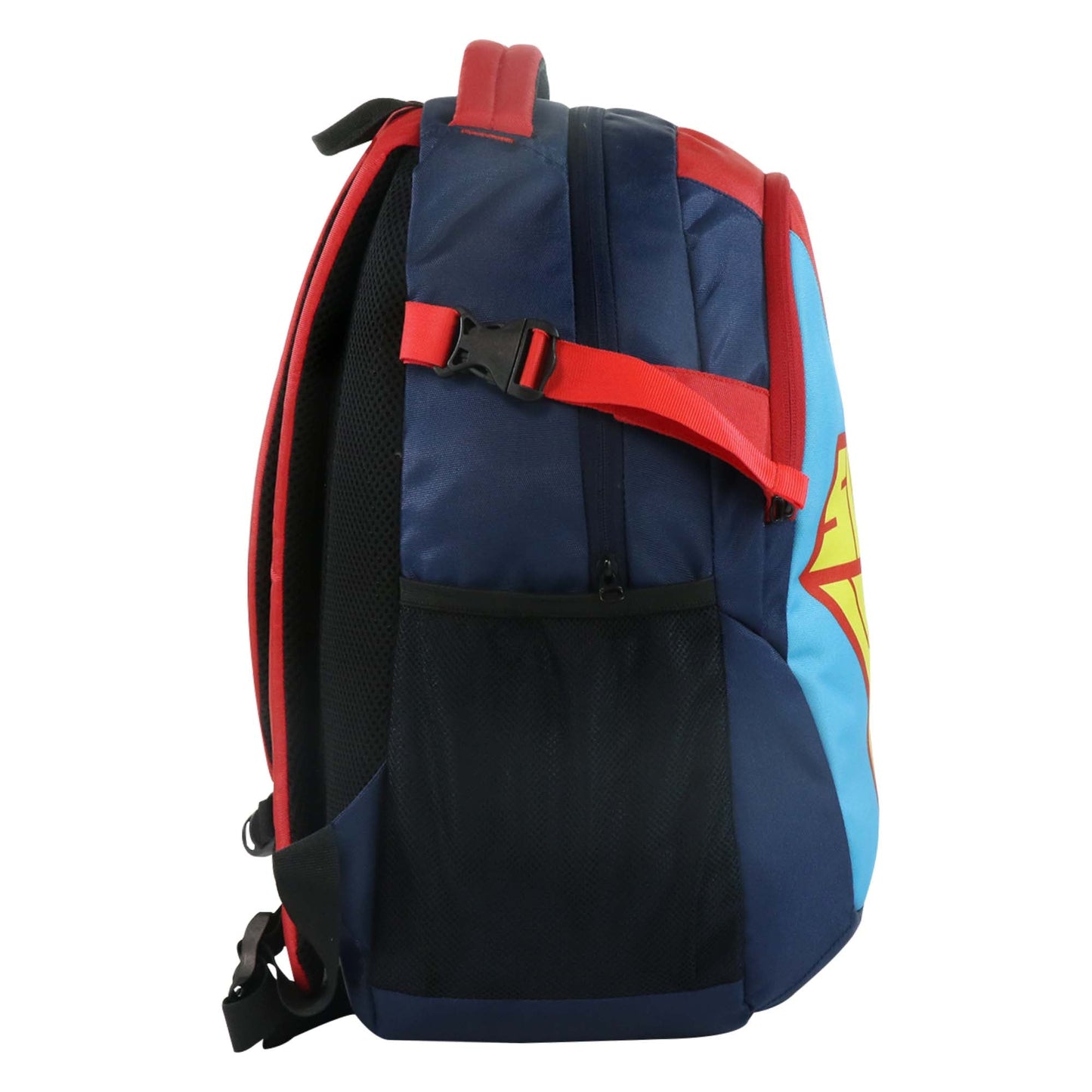Smily Kiddos Super Hero Kids School Backpack 18 Inch – Blue & Red Multi-Compartment School Bag for Boys