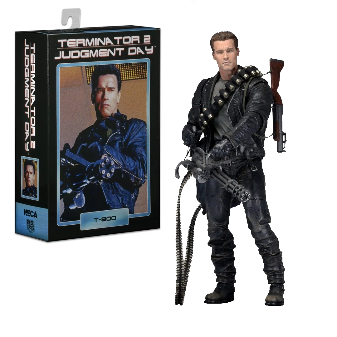 NECA Terminator 2 T-800 Judgement Day Collectible/Action Figure with Faces, 3 Guns, Bullet Bag and Grenade Belt