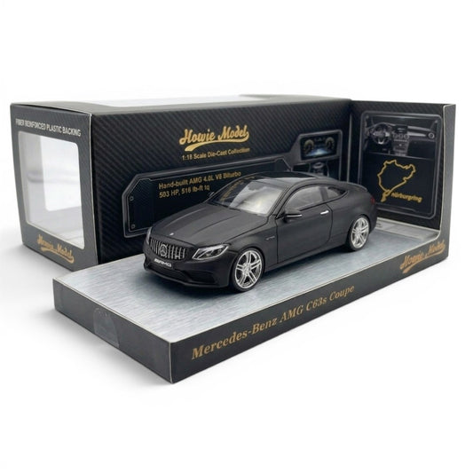 Howie Model 1:64 Mercedes-Benz AMG C63 S Coupe Diecast Model Car – Matte Black Premium Collector Edition
