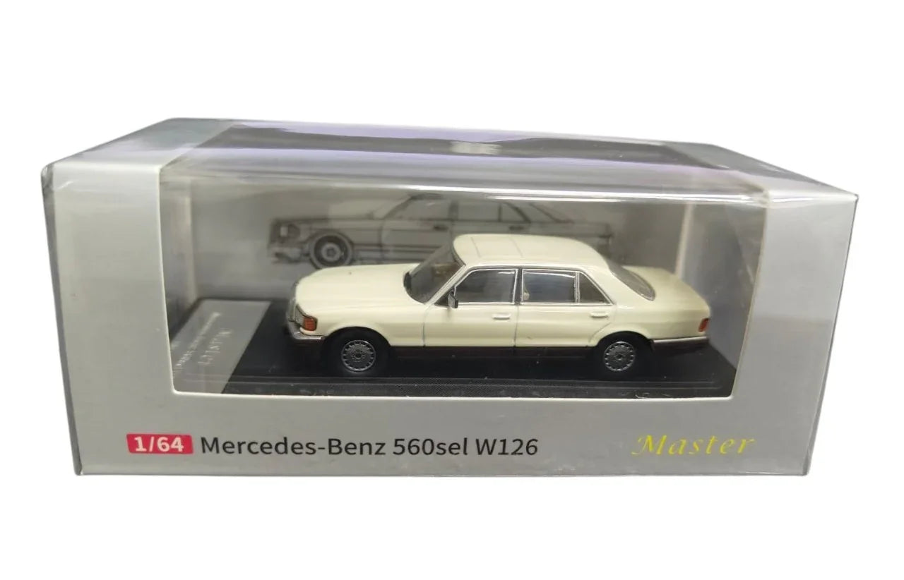 MERCEDES BENZ 560SEL W126 Off-White 1/64 Diecast Car Edition MODEL BY MASTER - Jaiman Toys