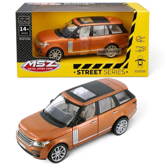 MSZ Range Rover 1:26 Scale Official Licensed Diecast Model Car, Metal Body, Orange Collectible Miniature SUV, Detailed Display Model for Collectors,
