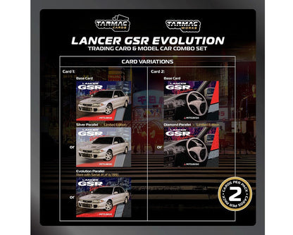 Tarmac Works 1:64 Mitsubishi Lancer GSR Evolution Silver Special Edition with Tarmac Cards Diecast Model Car (T64G-048-SL)