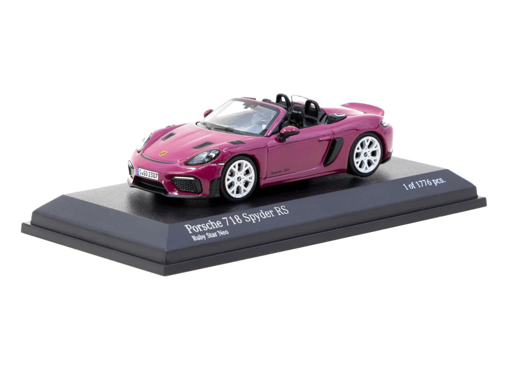 Minichamps x Tarmac Works COLLAB64 1:64 Porsche 718 Spyder RS Set – Ruby Star Neo & Yellow Diecast Model Cars (2 Variants)