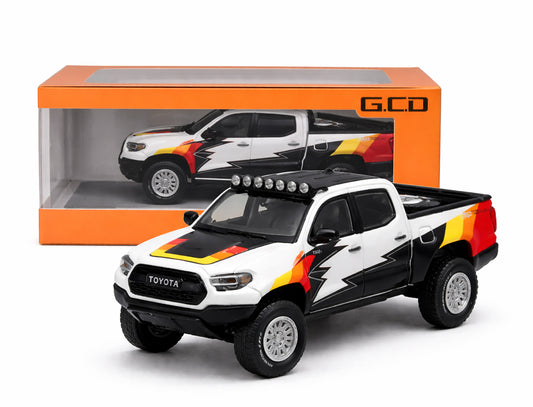 GCD Toyota Tacoma Off-Road Pickup Diecast Model 1:64 Scale – Rally Style Collector Truck with Roof Lights & Display Box