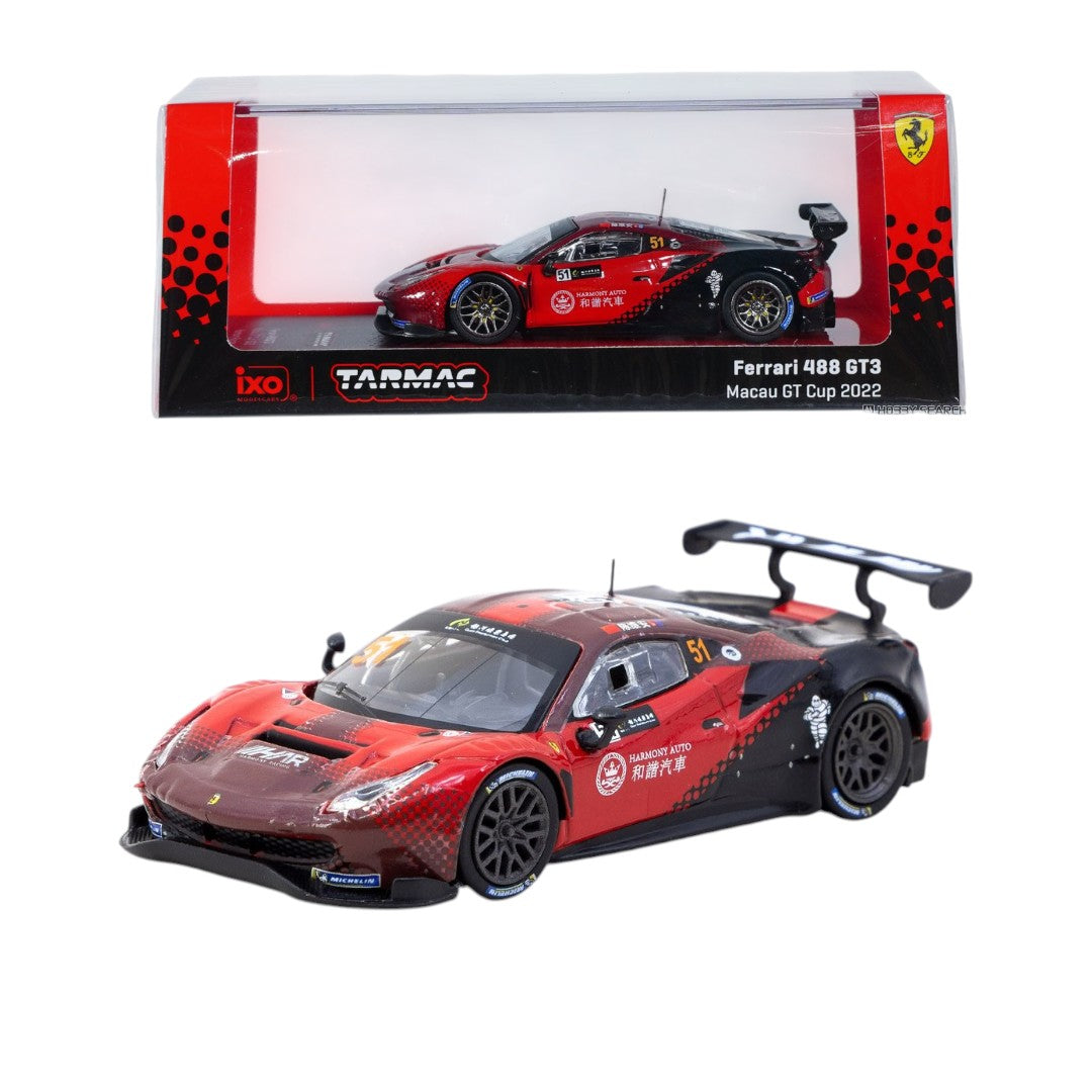 Tarmac Works 1:64 Ferrari 488 GT3 Macau GT Cup 2022 Chen Weian Harmony Racing Diecast Model Car (T64-072-22MGP51)