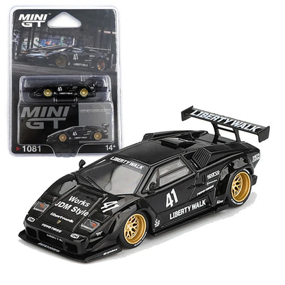 Mini GT 1;64 Lamborghini Countach LB-WORKS Black (Blister) + Porsche 911 Dakar Uncle Rally LHD – Set of 2 Diecast Cars