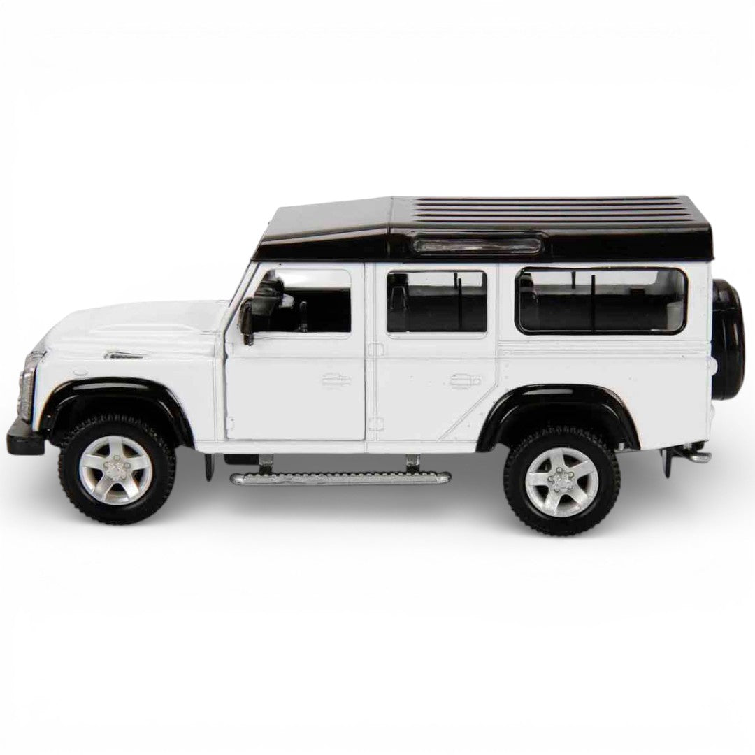 RMZ City 1:36 Land Rover Defender Diecast Car Model – White | Openable Doors, Sound & Light