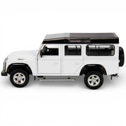 RMZ City 1:36 Land Rover Defender Diecast Car Model – White | Openable Doors, Sound & Light