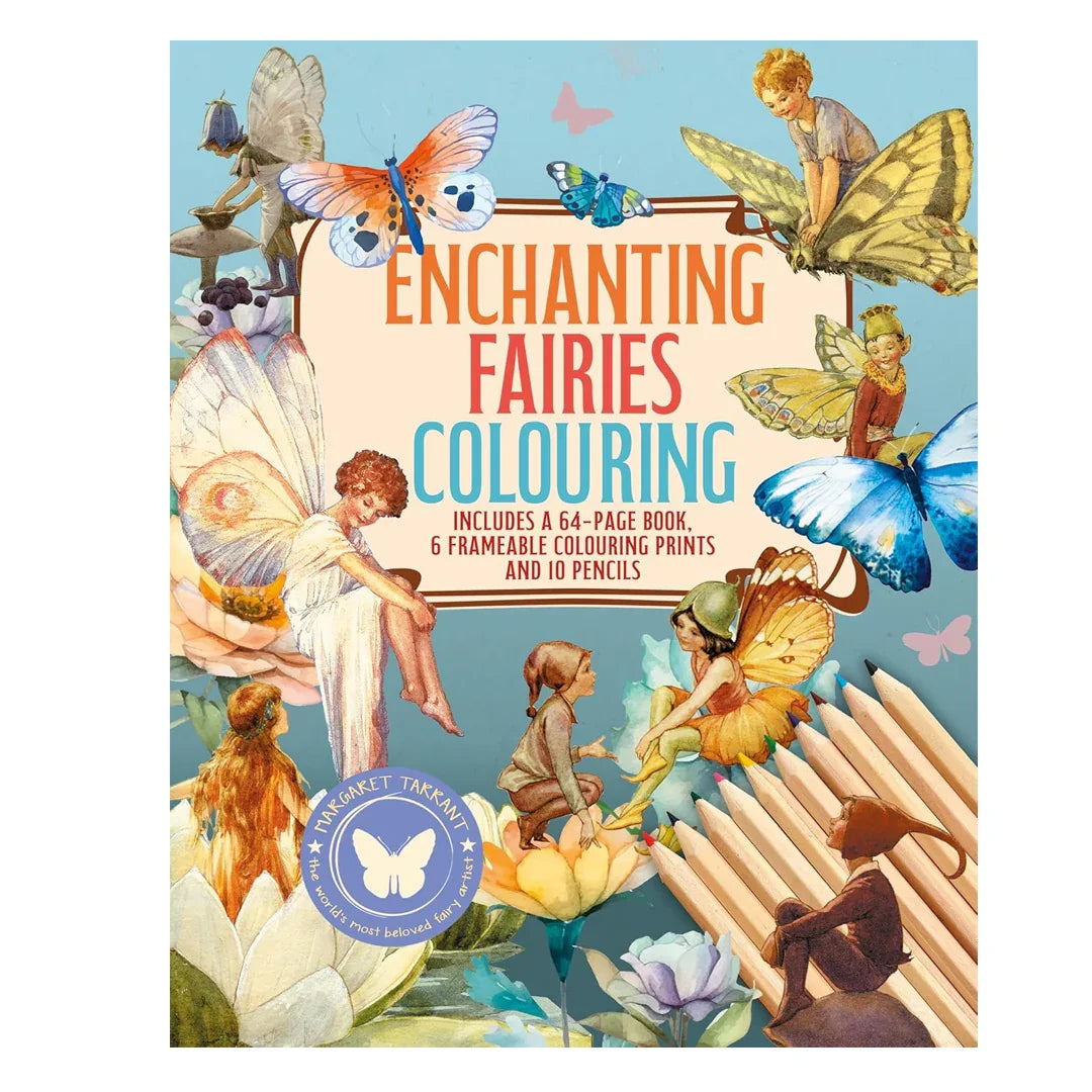 Enchanting Fairies Colouring Kit – 64-Page Book, 6 Frameable Prints & 10 Pencils - Jaiman Toys