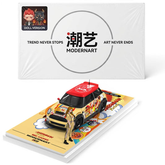 ModernArt 1:64 Mini Cooper ANPANMAN Diecast Model Car with Figurine & Display Base | Premium Collector Edition