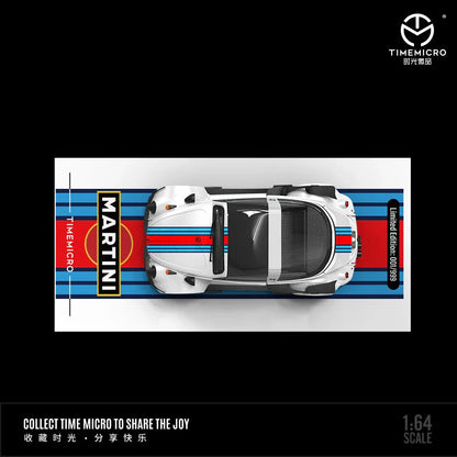 Time Micro Volkswagen Beetle Martini Figure Edition 1:64 Scale Diecast Model Car | Limited Edition | Display Base, Acrylic Case & Figure Included | 14+