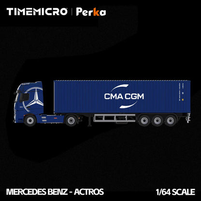 Time Micro 1:64 Mercedes-Benz Actros Container Truck | ONE & CMA CGM Variants | Diecast Model | 2 Colour Variants