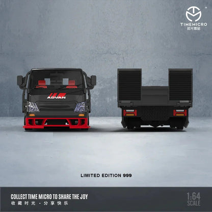 Time Micro 1:64 H300 Flatbed Transport Trailer – Advan Livery Die-Cast Model Truck for Collectors