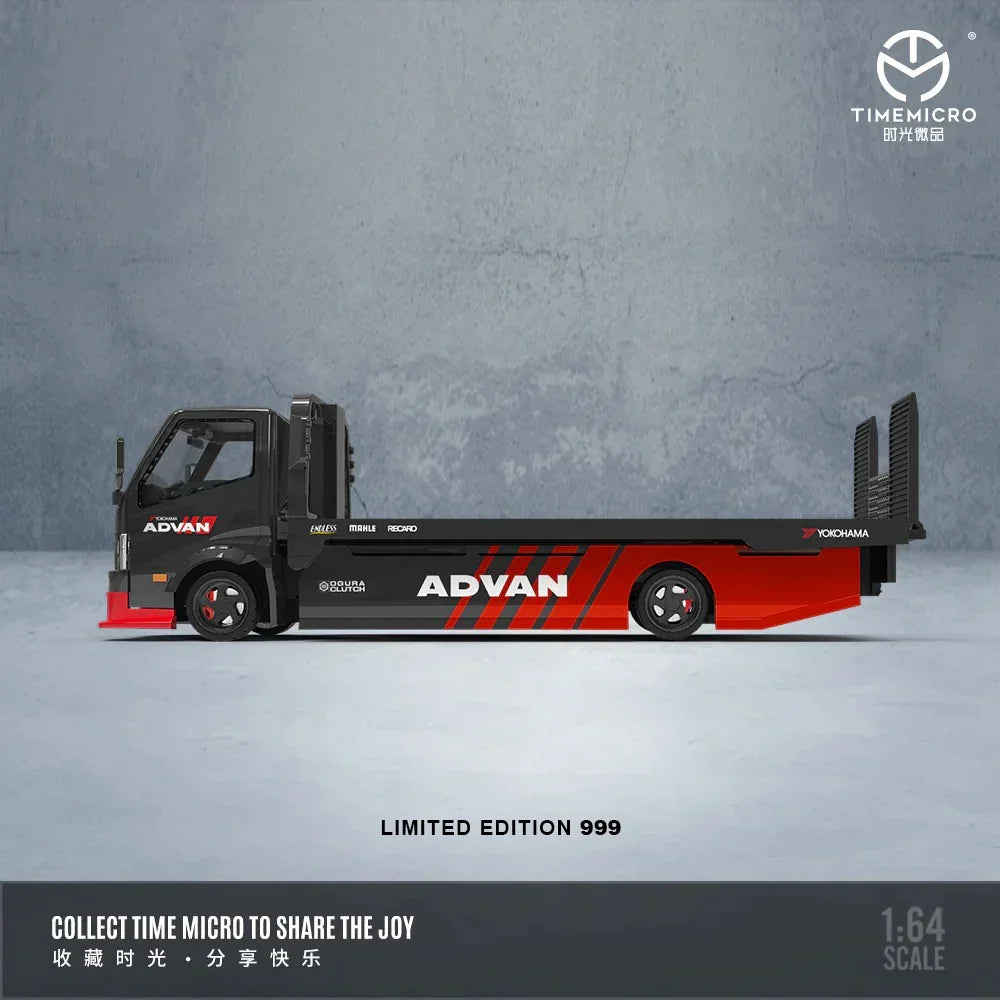 Time Micro 1:64 H300 Flatbed Transport Trailer – Advan Livery Die-Cast Model Truck for Collectors