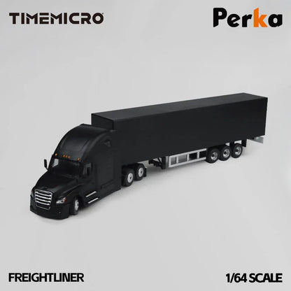 Time Micro × Perka 1:64 Freightliner Container Truck Black | Diecast Model Truck