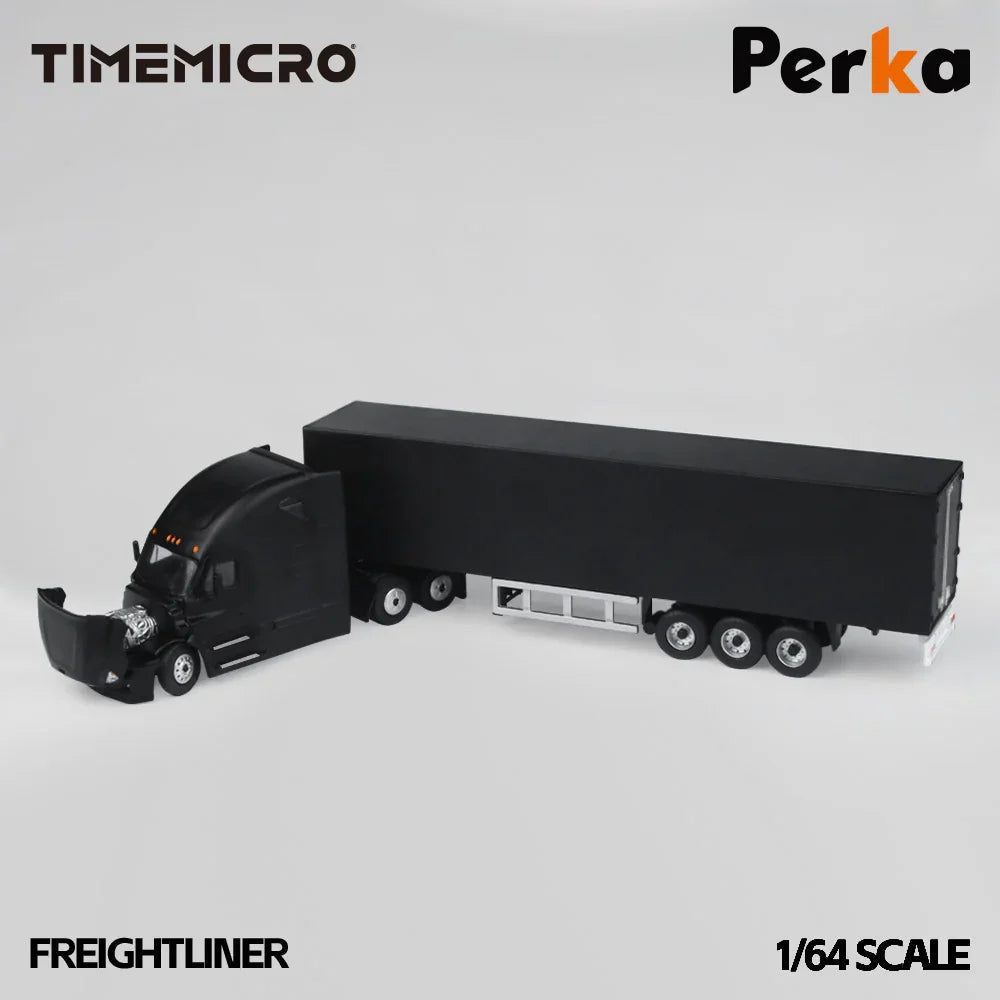 Time Micro × Perka 1:64 Freightliner Container Truck Black | Diecast Model Truck