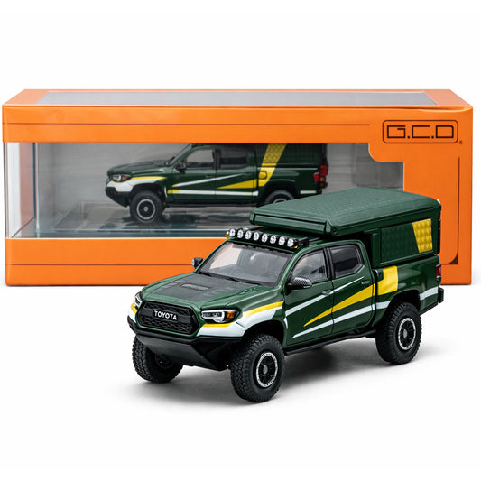 GCD Toyota Off-Road Tacoma Camper Diecast Car 1:64 Scale – Camper Roof Tent SUV Truck Collector Model