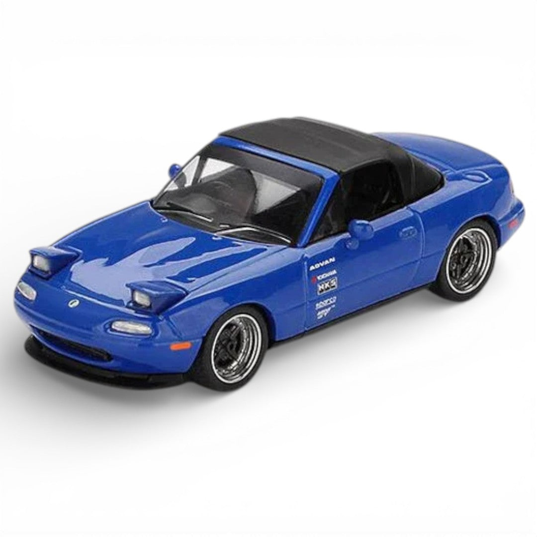 Mini GT 1:64 Racing Duo – Bugatti W16 Mistral Black &  Mazda Miata MX-5 (NA) Tuned Version Dark Blue Diecast Models