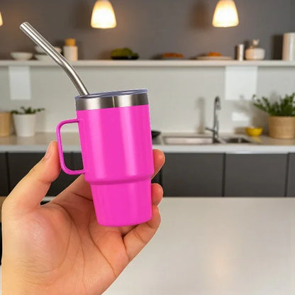 The Quencher H1.0 FlowState™ Miniature Tumbler | 90ml (3oz) Double Wall Stainless Steel With Handle & Straw – Pack of 7