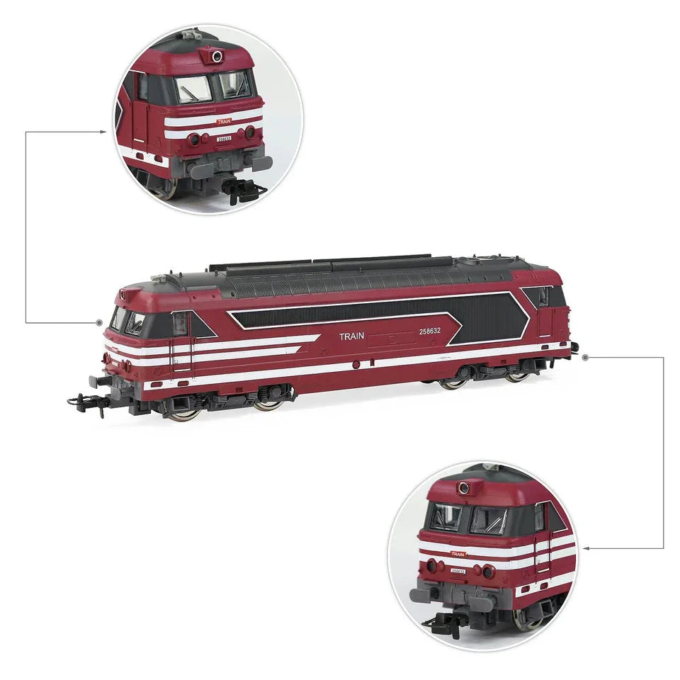 HANFIY 67000 HO Scale Blue Power Train Locomotive – Realistic Railway Engine Model 1:87 - Red
