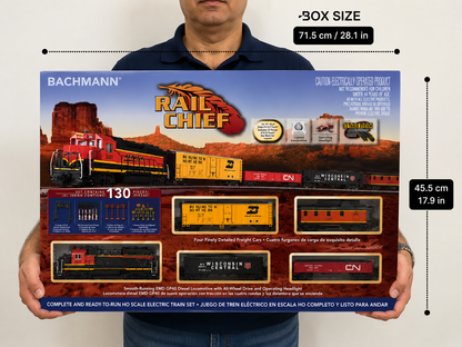 Bachmann The Chief HO Scale Ready-to-Run Electric Train Set | Complete Freight Train Starter Kit with Locomotive, Freight Cars, E-Z Track, Power Pack & Speed Controller | 1:87 Scale