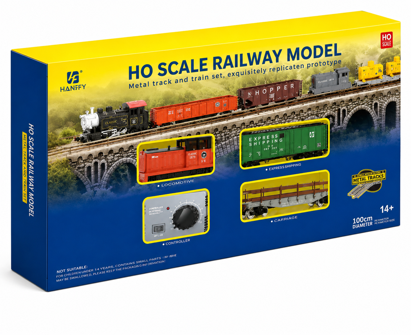 HANFIY 66110A - DDT DIESEL SET - HO Scale 1:87 Electric Train Set with Metal Circular Track & Controller –  Railway Model Kit (100cm Loop)