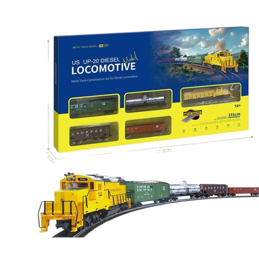 HANFLY 66150 US UP-20 Diesel Locomotive HO 1:87 Electric Train Set with Metal Track