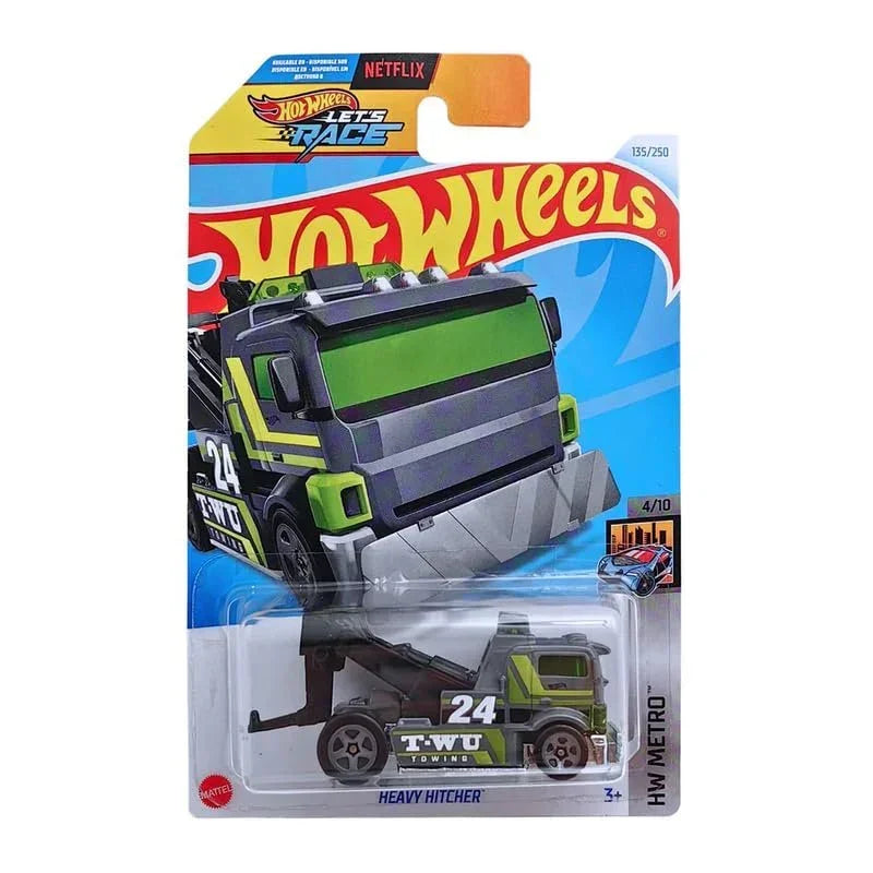 Hot Wheels 1:64 Scale 5-Car Set – Hako Type D, Arrow Dynamic HYX98, Track Dwagon HW Wagons, Netflix Let's Race Heavy Hitcher HW Metro & Rod Punk HW Modified