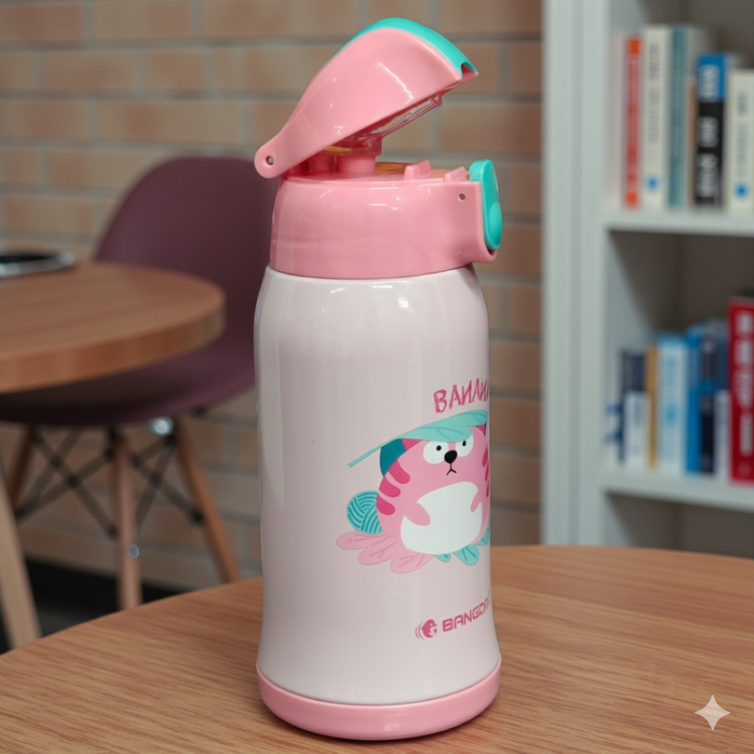 Bangda 560ml Stainless Steel Lecai Vacuum Children Water Bottle – Banana Cat Theme