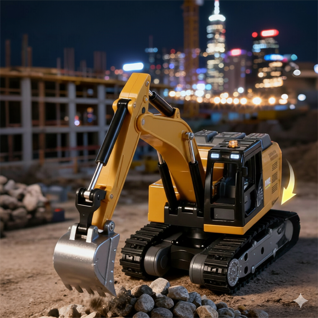 TRASPED HG4-413 1:64 Scale Mini RC Excavator | Alloy Bucket | 270° Rotation | App Control | Lights & Sound