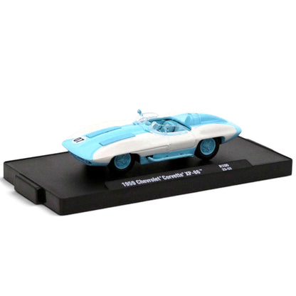 M2 Machines 1:64 1959 Chevrolet Corvette XP-86 Sting Ray Chase Piece | White & Aqua Die-Cast Collector Car
