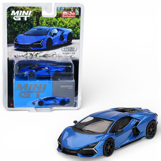 Mini GT 1:64 Lamborghini Revuelto Blu Eleos | MiJo Exclusives #748 | Limited Edition Diecast (Blister Pack)
