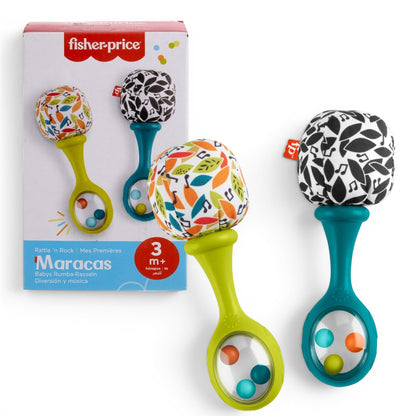 Fisher-Price Rattle 'n Rock Maracas Baby Toy | Soft Musical Sensory Rattles for Infants | Easy-Grip Shaker Toys | 3 Months+