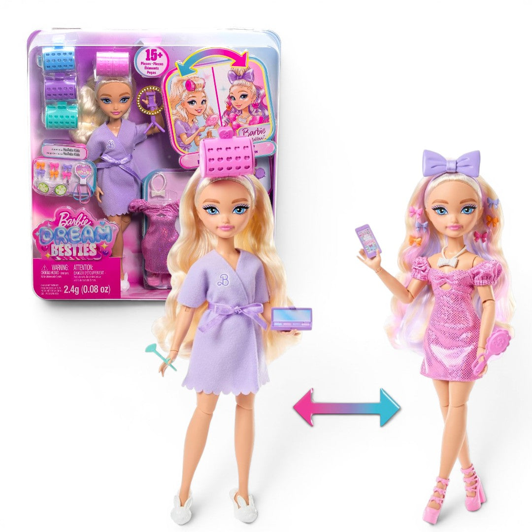 Barbie Dream Besties Malibu Doll Styling Playset | Blonde Fashion Doll with Beauty Accessories & Outfit Change | Mattel Toy for Kids 4+