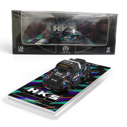 Time Micro Volkswagen Beetle HKS Regular Edition 1:64 Scale Diecast Model Car | Premium Metal Collector Car | Display Base & Acrylic Case Included | Limited Edition | 14+